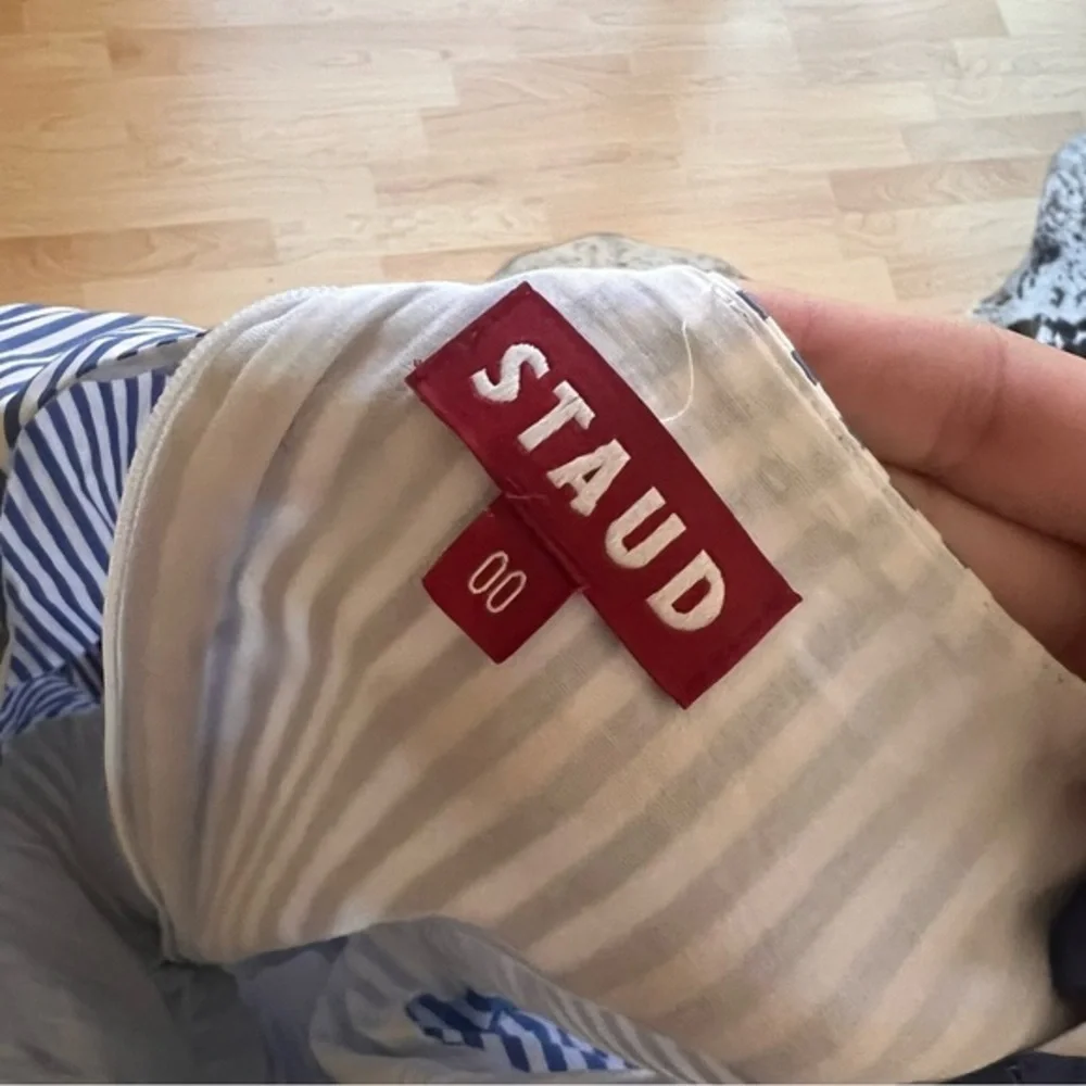 STAUD Blue White Striped Plumeria Long Dress Cottage Cotton‎ Size 00 - Picture 6 of 13